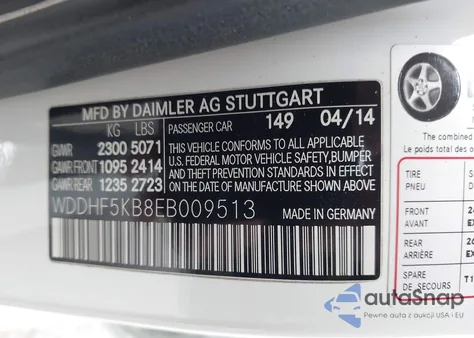 2014 Mercedes-Benz E 350 z USA, uszkodzony, nr VIN WDDHF5KB8EB009513